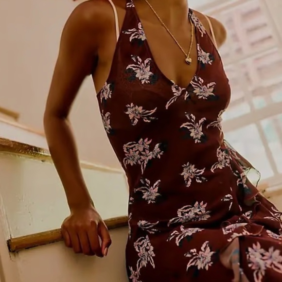 NWOT Free People Stop and Stare Maxi Slip - Chocolate Combo - SZ. Small - Picture 3 of 7